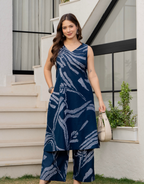 Heer Sleeveless Kurta Palazzo Set Navy Blue