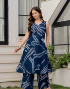 Heer Sleeveless Kurta Palazzo Set Navy Blue