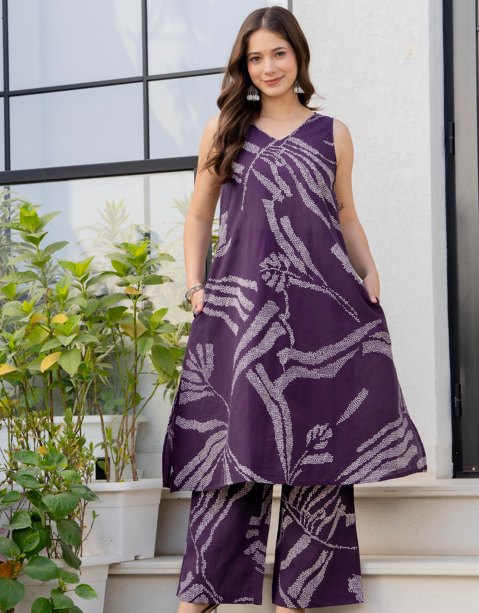 Heer Sleeveless Kurta Palazzo Set Purple