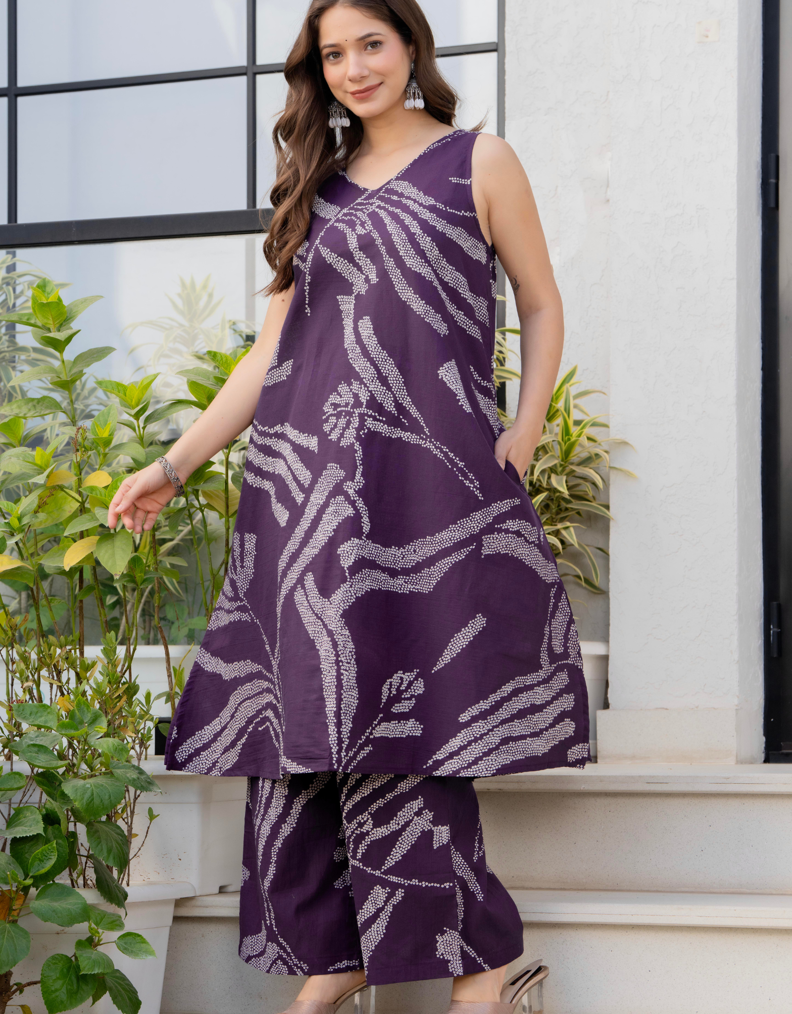 Heer Sleeveless Kurta Palazzo Set Purple