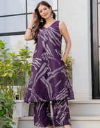 Heer Sleeveless Kurta Palazzo Set Purple