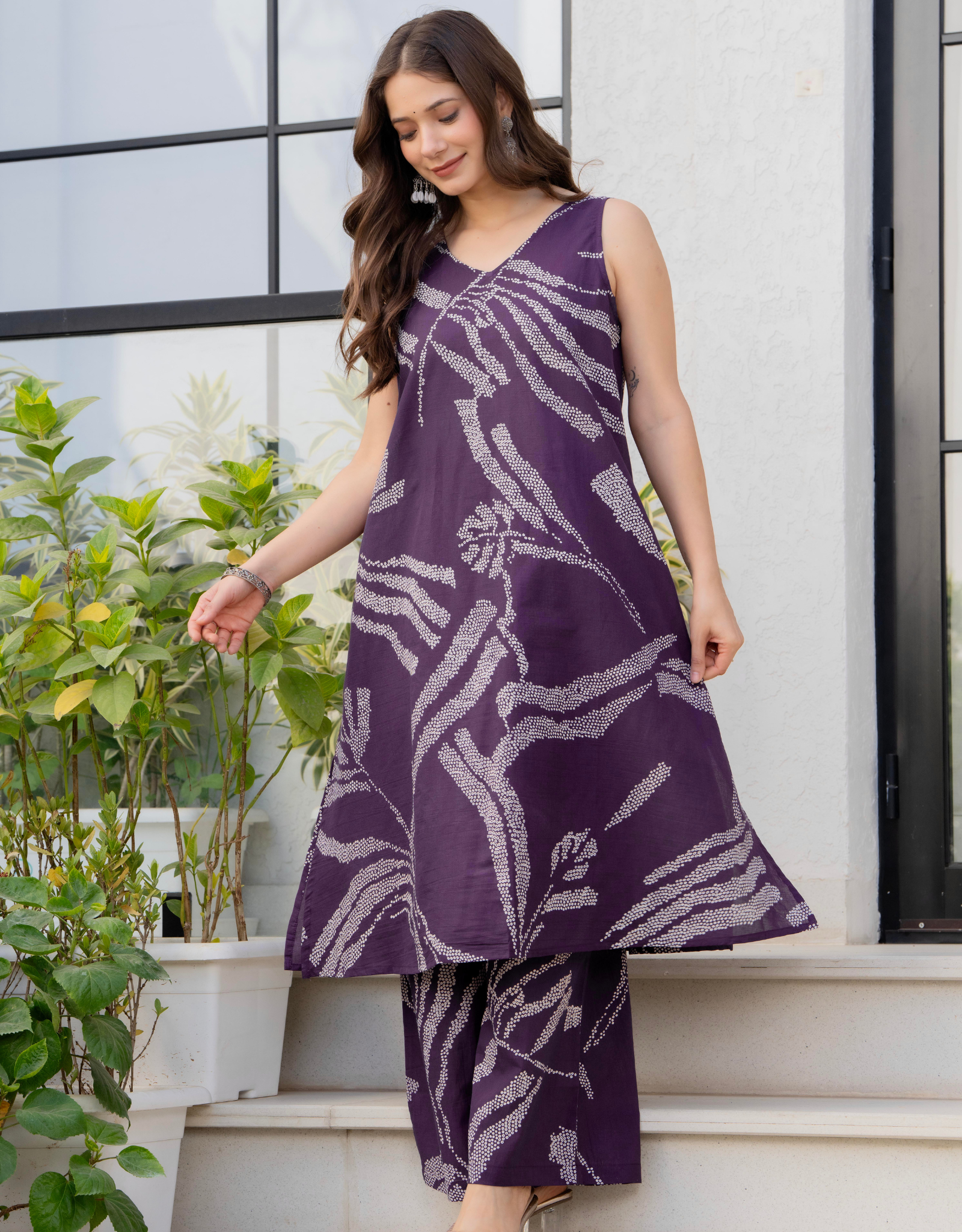 Heer Sleeveless Kurta Palazzo Set Purple