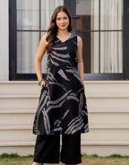 Heer Sleeveless Kurta With Plain Palazzo Set Black