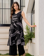 Heer Sleeveless Kurta With Plain Palazzo Set Black