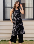 Heer Sleeveless Kurta With Plain Palazzo Set Black