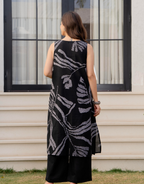 Heer Sleeveless Kurta With Plain Palazzo Set Black