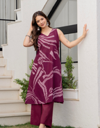 Heer Sleeveless Kurta With Plain Palazzo Set Maroon