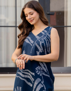 Heer Sleeveless Kurta With Plain Palazzo Set Navy Blue