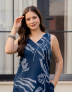 Heer Sleeveless Kurta With Plain Palazzo Set Navy Blue
