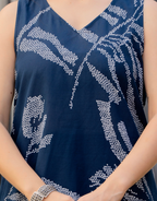 Heer Sleeveless Kurta With Plain Palazzo Set Navy Blue