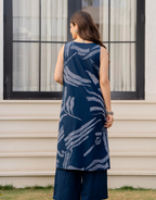 Heer Sleeveless Kurta With Plain Palazzo Set Navy Blue