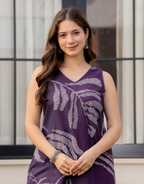 Heer Sleeveless Kurta With Plain Palazzo Set Purple