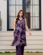 Heer Sleeveless Kurta With Plain Palazzo Set Purple