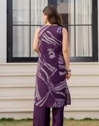 Heer Sleeveless Kurta With Plain Palazzo Set Purple