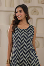 Urban Zigzag Sleeveless Dress - Blue