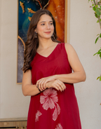 Gul-Bano Sleeveless Kurta Palazzo Set Maroon