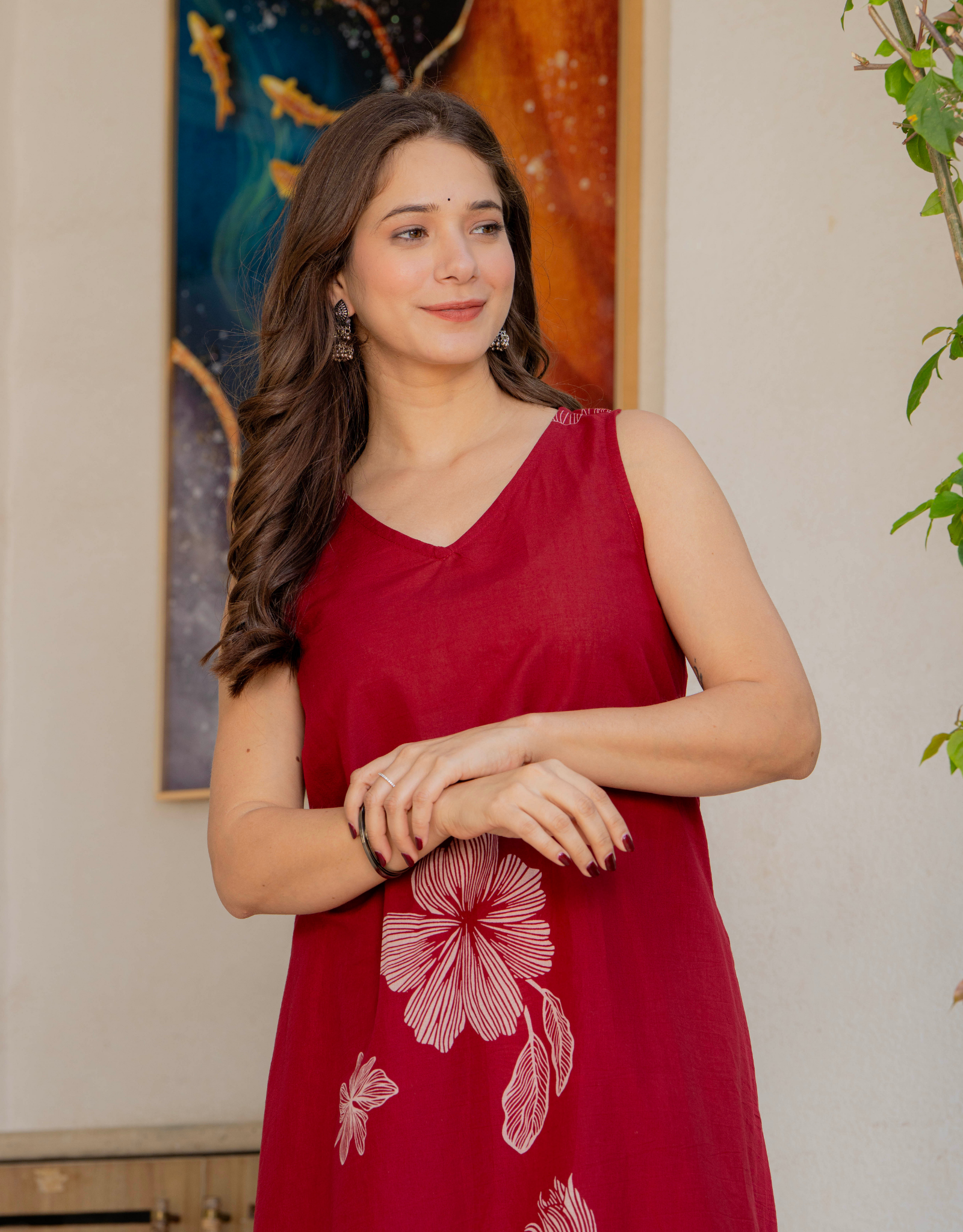 Gul-Bano Sleeveless Kurta Palazzo Set Maroon
