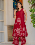 Gul-Bano Sleeveless Kurta Palazzo Set Maroon