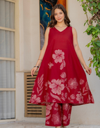 Gul-Bano Sleeveless Kurta Palazzo Set Maroon