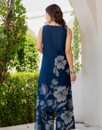 Gul-Bano Sleeveless Kurta Palazzo Set Navy Blue