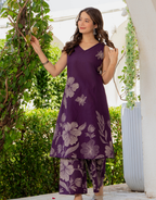 Gul-Bano Sleeveless Kurta Palazzo Set Purple