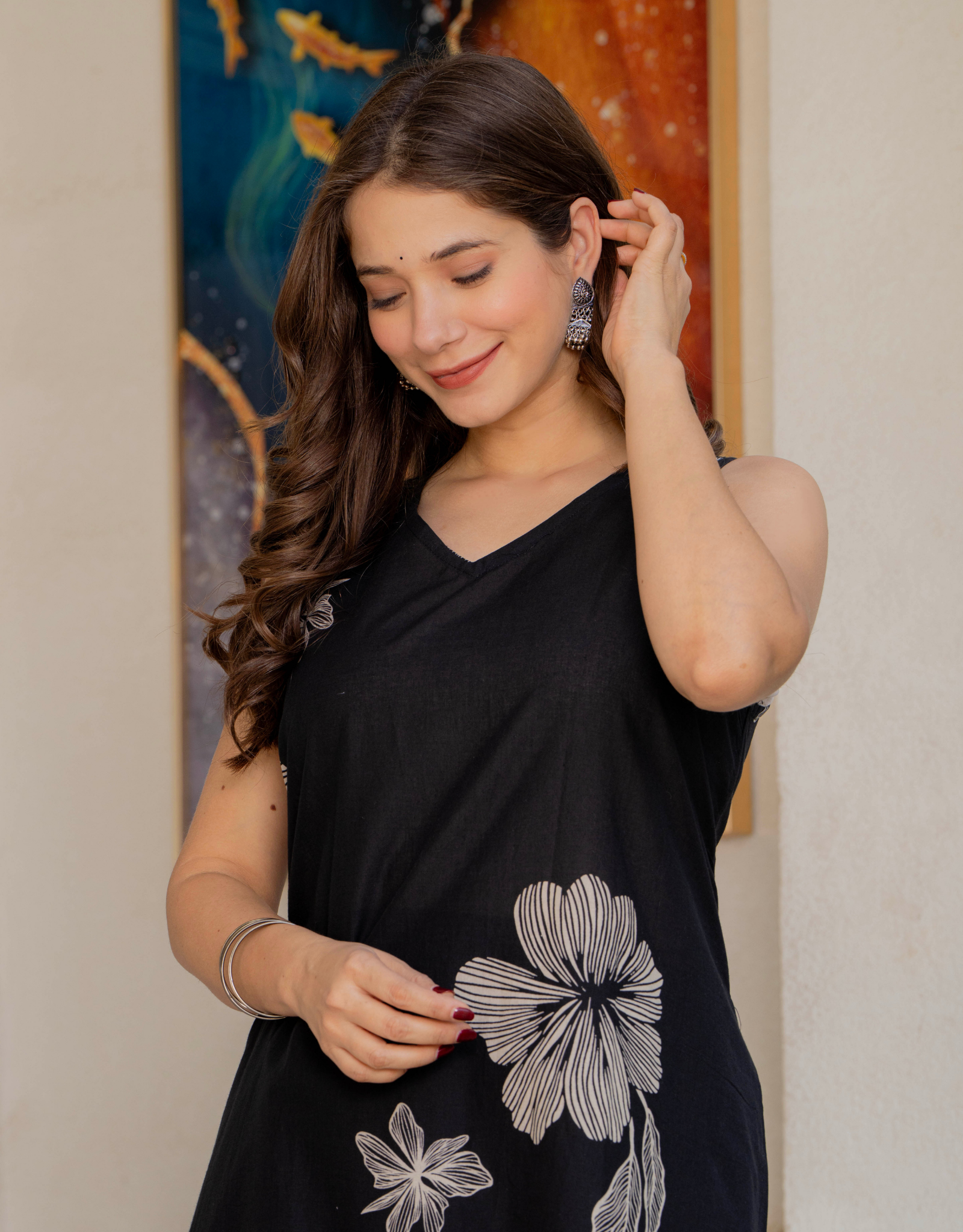 Gul-Bano Sleeveless Kurta With Plain Palazzo Set Black