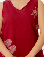 Gul-Bano Sleeveless Kurta With Plain Palazzo Set Maroon