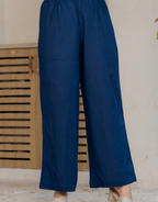 Gul-Bano Sleeveless Kurta With Plain Palazzo Set Navy Blue