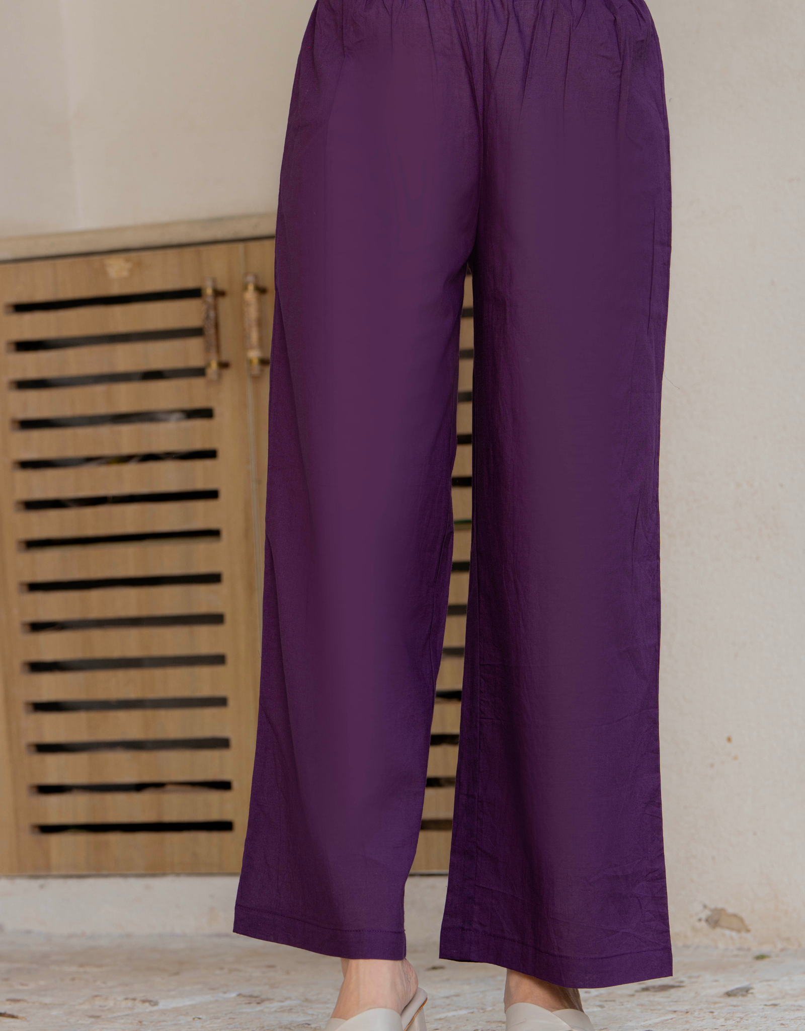 Gul-Bano Sleeveless Kurta With Plain Palazzo Set Purple