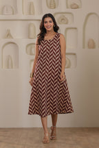 Urban Zigzag Sleeveless Dress - Maroon