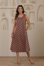 Urban Zigzag Sleeveless Dress - Maroon