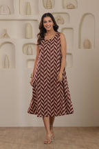 Urban Zigzag Sleeveless Dress - Maroon